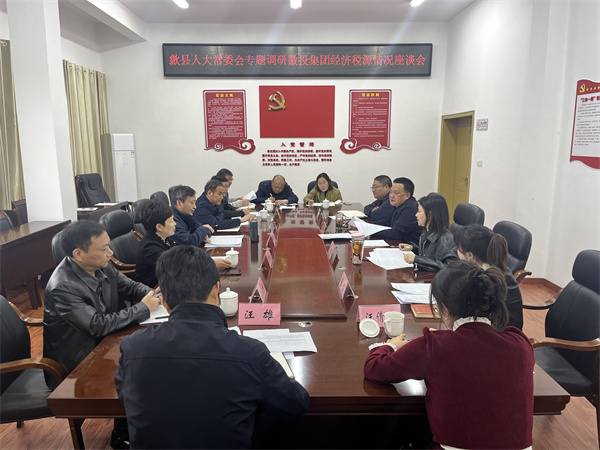 4月7日，縣人大常委會主任梅代軍帶隊專題調(diào)研徽投集團經(jīng)濟稅源情況，集團洪董、葉總、方總參加調(diào)研座談。.jpg