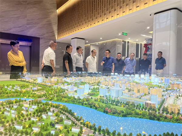 7月25日，縣委書(shū)記汪凱、副縣長(zhǎng)徐涌駟、洪董陪同安徽岸香國(guó)際控股集團(tuán)黃保鎖執(zhí)行董事赴人工智能創(chuàng)客中心大樓考察富豐新城片區(qū)開(kāi)發(fā)情況。.jpg
